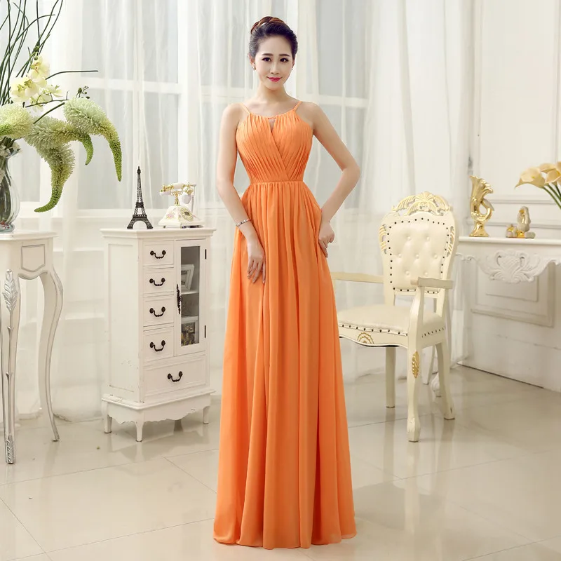 Оранжевые шифоновые вечерние платья длиной до пола длинное вечернее платье