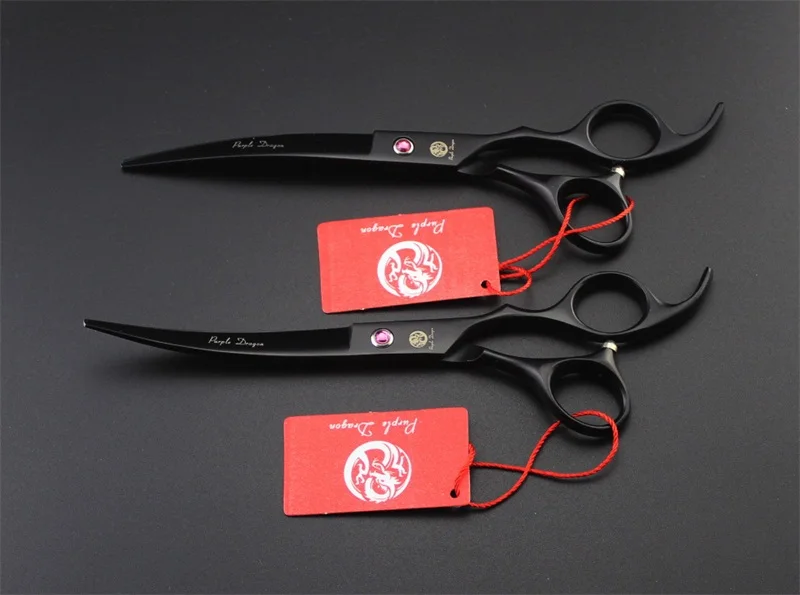 Purple dragon 7.0 inch Professional pet scissors for dog grooming High Quality Straight & Thinning & Curved Scissors 4pcsset (6)
