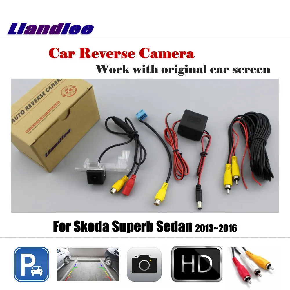 For Skoda Superb Sedan 2013-2016 Auto Reverse Parking Camera Rear Rearview CAM Back Work With Car Factory Screen