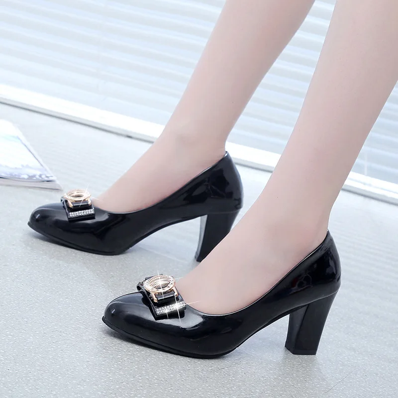 

spring 2018 new women high heels Sexy Leather shoes Women Pumps Party Thick Heel Pointed Toe High Heel Shoes Woman Office shoes