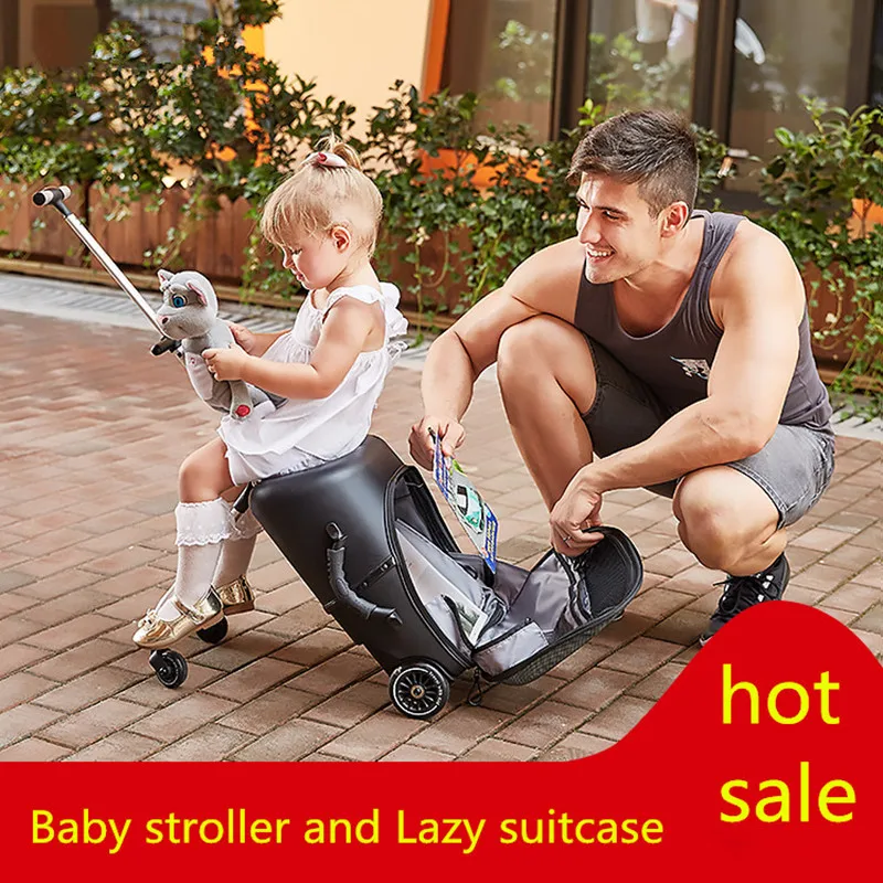

Multi-function baby stroller 2 in 1 lazy pull-rod suitcase universal wheel children boarding suitcase travel artifact