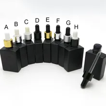 10 шт./лот 30 мл матовое черное квадратное эфирное масло Флаконы капельницы с алюминиевый колпачок с капельницей