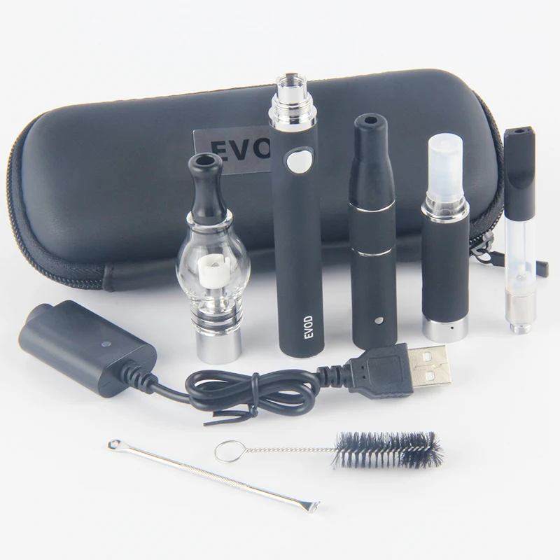 

4In1 E Cigarette Kit Evod Battery With 4 Atomizer For Dry Herb Wax Liquid Kit Mt3 Ago G5 Vaporizer Ce3 Tank Ago Evod Cig