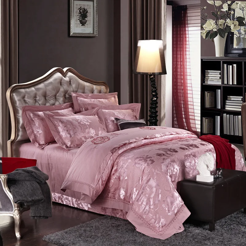 Waliicorners Silk Cotton Jacquard Golden Classic Bedding set Silky Smooth Duvet Cover Bed Sheet Pillowcases 18 2224012 - (1)