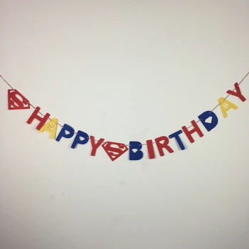 

Partywakaka Superman Happy Birthday banner party Decoration supplies Bunting Felt fabric
