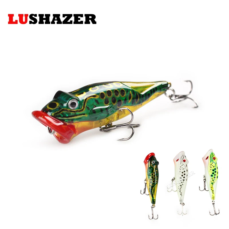 

LUSHAZER popper fishing 12g 8mm iscas artificiais para pesca hard bait frog fish wobbler lures saltwater fishing tackles