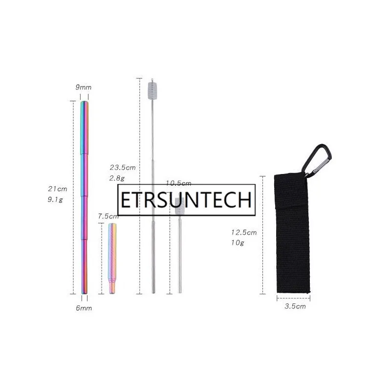 100 шт складная металлическая соломинка портативный складной многоразовый складной стакан соломы соломинки из нержавеющей стали щетка для очистки