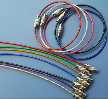 

Free Shipping Stainless steel wire rope rings key ring with a protective layer of colored steel ring rope ring B1