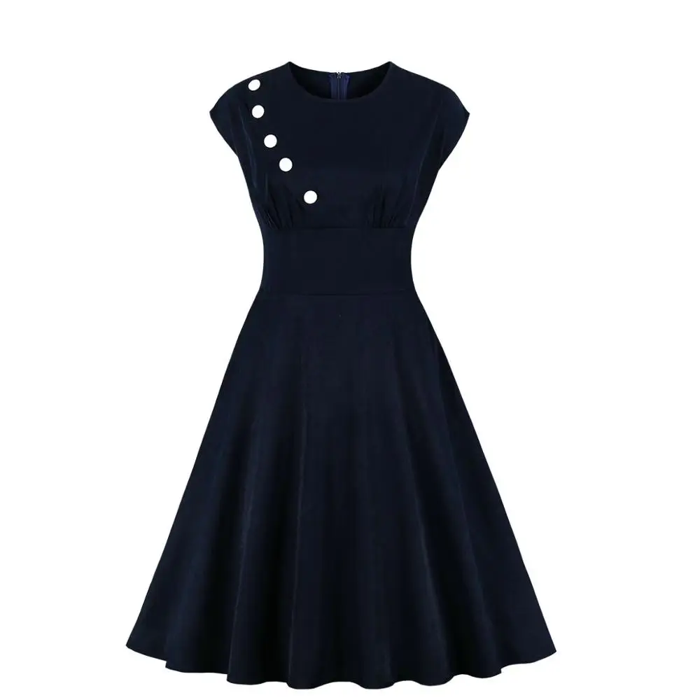 

Robe Vintage Pin up Solid Plain Short Batwing Sleeve Button up Decor Navy Sailor Dress Halloween 40s 4xl Retro Vintage Dress