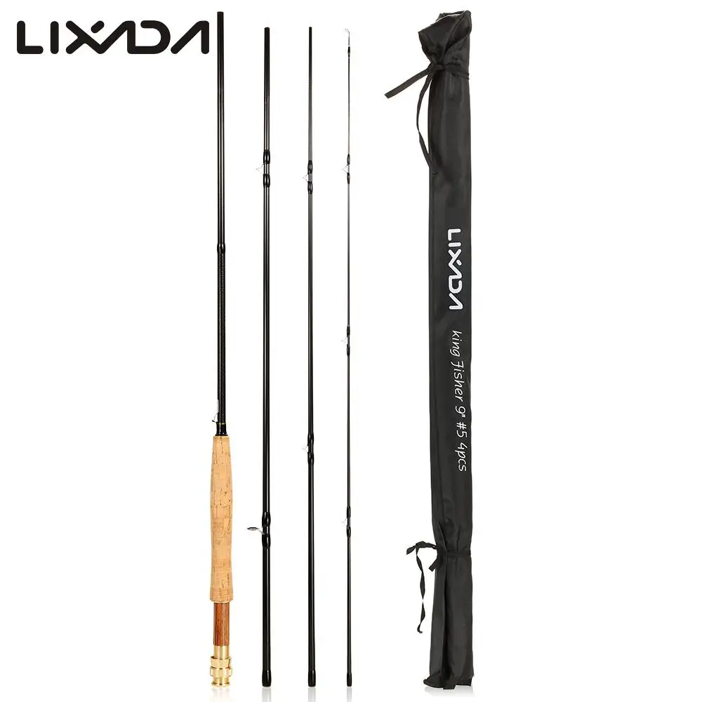 

Lixada Carbon Fly Fishing Rod 9FT 2.7M 4 Section Fishing Rod Line wt 3/4 5/6 7/8 Soft Cork Handle Fishing Rod for Carp Pesca