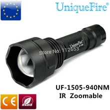 UniqueFire лучший черный светодиодный фонарик 1505 940NM IR светодиодный инфракрасный выпуклая линза 38 мм факел ночного видения для кемпинга