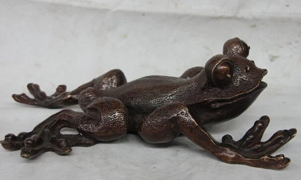 

Fast shipping USPS to USA S3353 China Chinese Art Bronze Copper Handmade Carved Frog Statue Statuary Sculpture