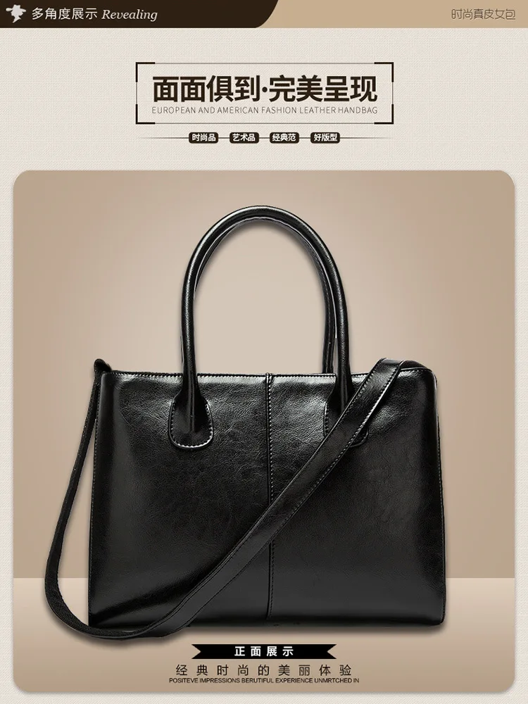 Real leather Luxury Women Handbag Shoulder Tote Bag Black Casual Ladies Leisure Crossbody Hand Bags (19)