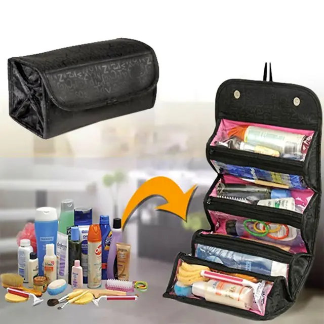 Travel Cosmetic Organizer Roll Up Makeup Case Toiletry Bag Travel Cosmetic Organizer Roll Up Makeup Case Toiletry Bag Portable Storage Bags