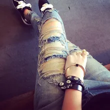 2015 hot fashion Slim Women / cowgirl friends Kocse a hole torn cotton sexy women leggings Jeans Leggings Pants