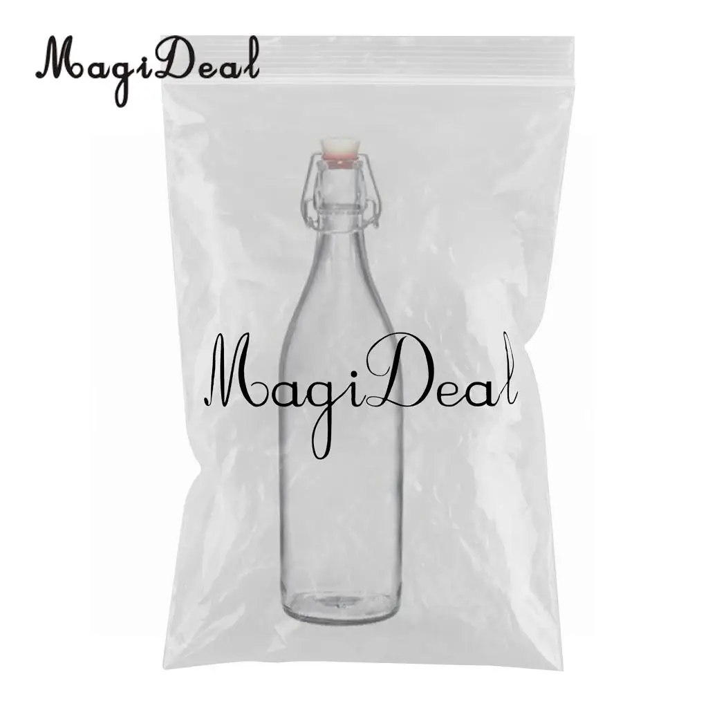 MagiDeal EASY CAP Beer Bottles -250ml 500ml 1000ml Durable Transparent Glass for Brewing Beer Wine Bottle Kitchen Dining Tool