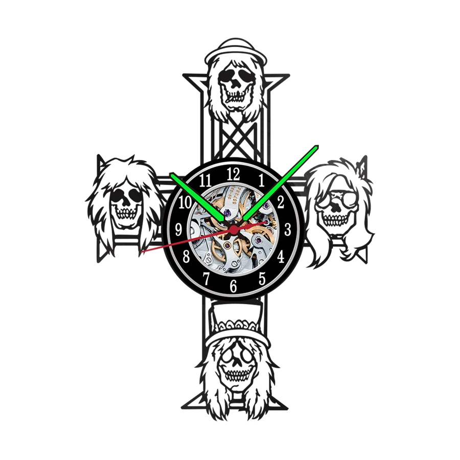 Домашнее украшение череп 12 дюймов черный LP Виниловая пластинка светодиодный светильник настенные часы Висячие художественные часы Рождественский подарок на год