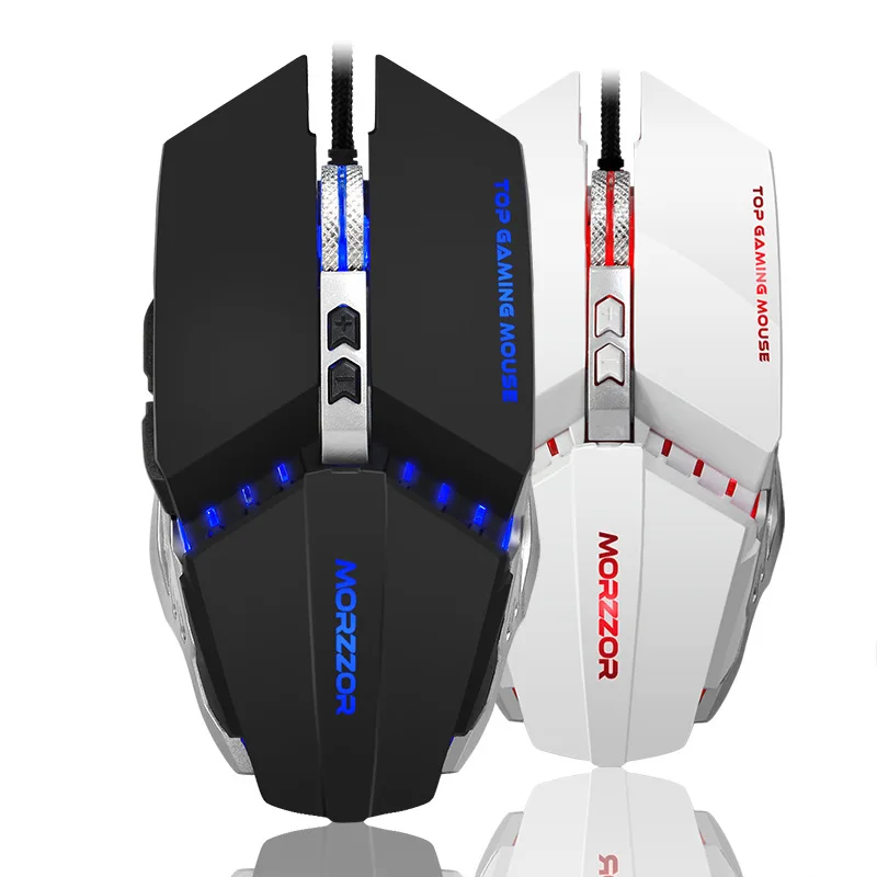 Wired Backlit Gaming Mouse Souris USB Ergonomics Backlight Mice 4 Colors Breath Light For Laptop PC Pro Gamer CF LOL Black White