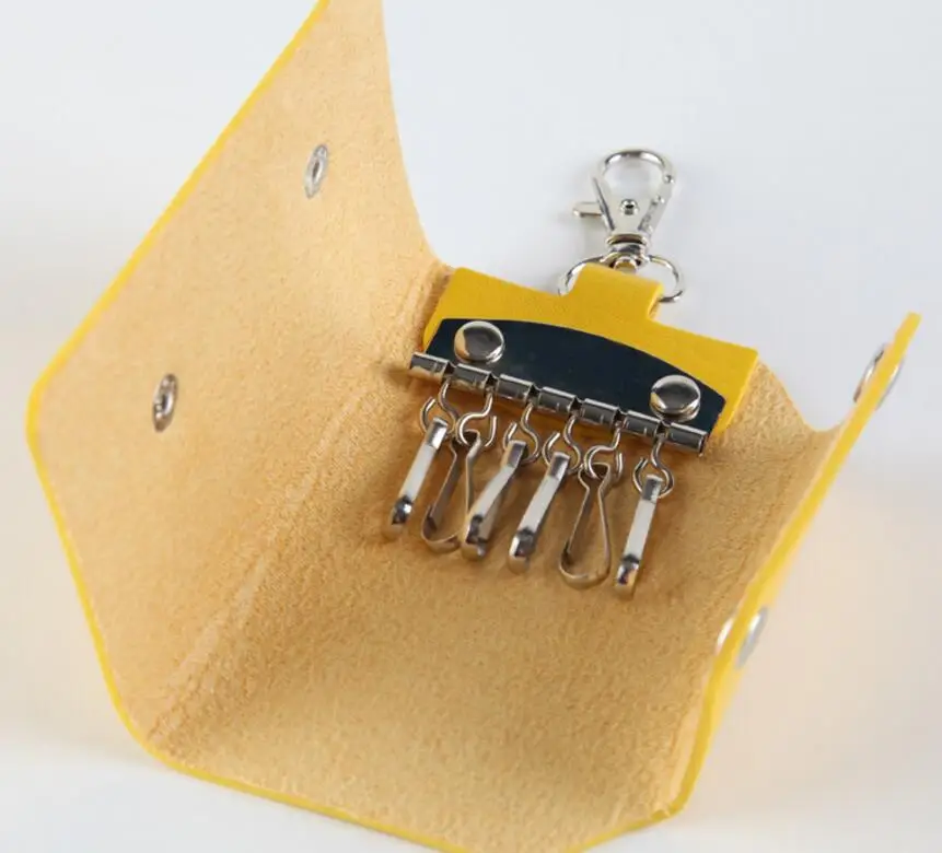 Mixed Color PU leather Holder Case Wallets 6 Ring Key Chain For Keys