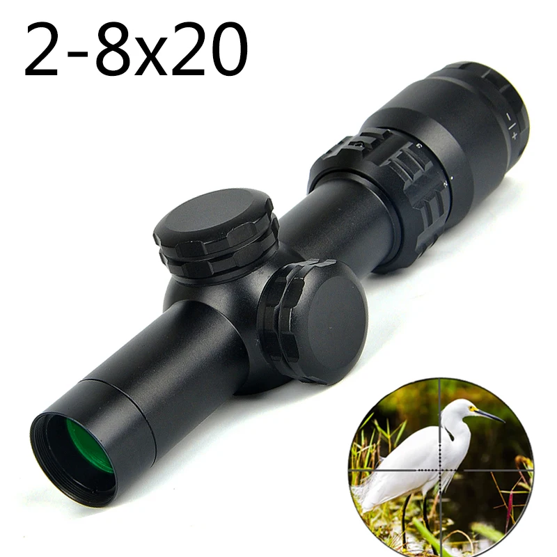 

NEW 2-8X20 Optics Compact Riflescope Hunting Scope Mil Dot Reticle Sight Shooting Hunting Air Guns