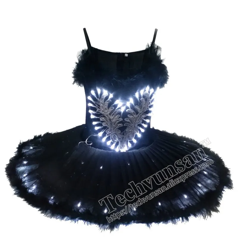 Светодиодный светящийся черный балетная юбка одежда для выступлений взрослый флуоресцентный костюм с юбкой для танцев Звездная юбка светодиодный фонарь для танцев
