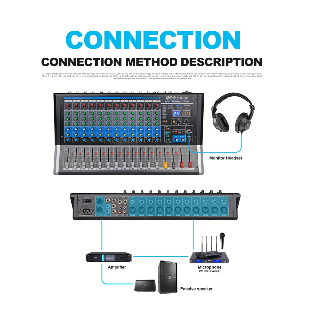 Debra Audio DX-12 12 canales mezclador de Audio controlador de dj tarjeta de sonido con 24 efectos 
