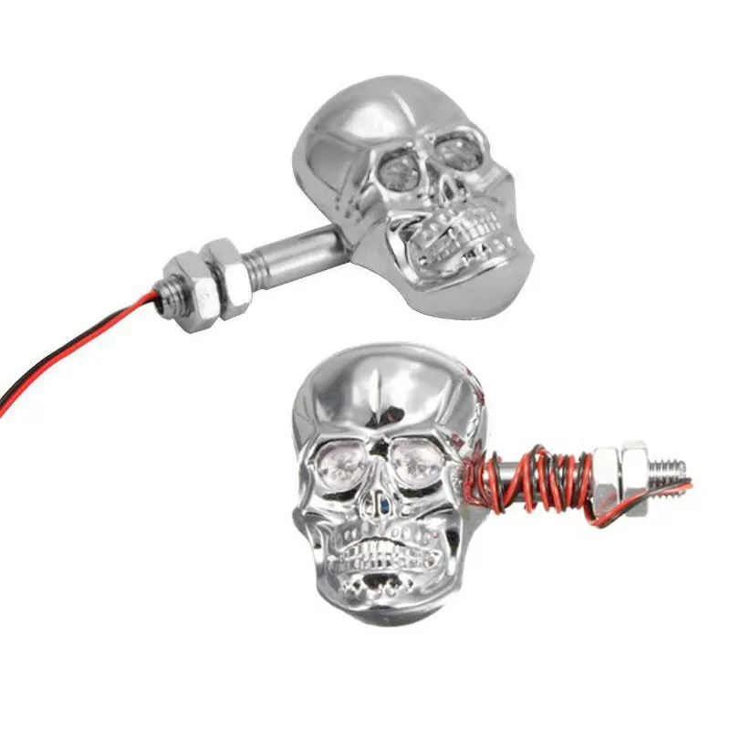 

Chrome Skull Turn Signals For Harley Sportster Roadster 1200 Night Street V Rod/For Honda VT Spirit Velorex Deluxe 600 750