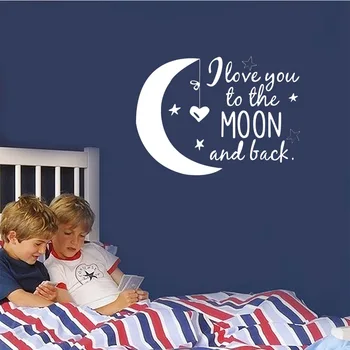 

I Love You to the Moon and Back wall decals kids love quotes moon stars wall sticker for Children baby nursery Room Home Decor