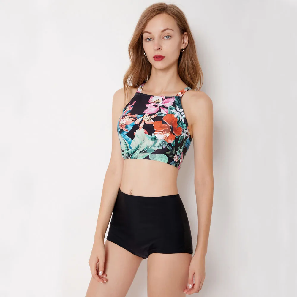 Сексуальный раздельный купальник с принтом женская одежда для плавания летняя пляжная одежда с цветочным рисунком облегающие трико De Bain Femme серфинг плавательное Монокини - Цвет: ANH-9037