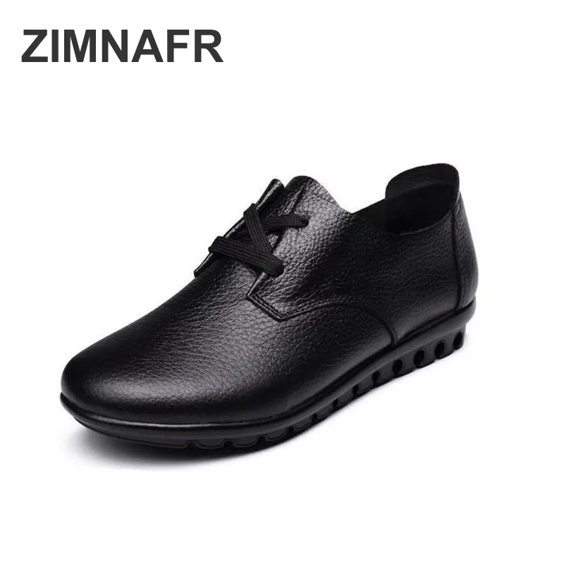 

ZIMNAFR BRAND NEW WOMEN FLATS MATHER GENUINE LEATHER CASUAL SHOES SPING NEW LACE UP SOFT COMFOTABLE LADY SHOES PLUS SIZE