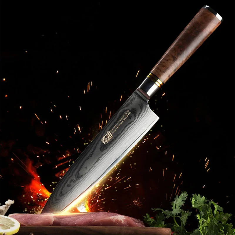  FINDKING 8 inch Sapele wood handle damascus chef knife 67 layers Japenese VG10 damascus steel kitch - 32838368786