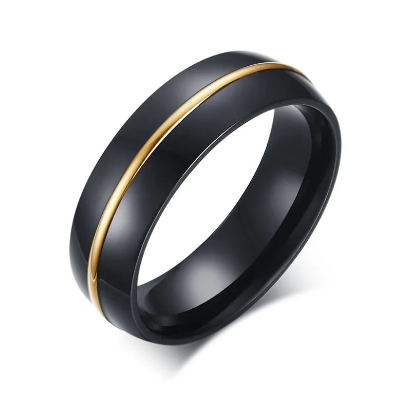  Simple  Mens Rings  Stainless Steel Black  Wedding  Band Gold 