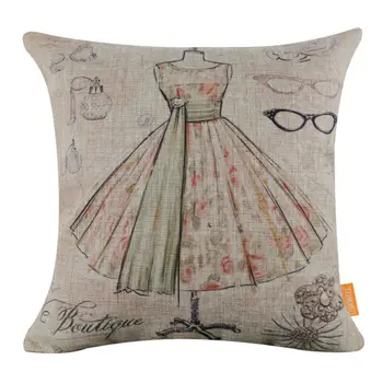 

LINKWELL 18x18" Women Fashion Flower Dress Glass Jewellery Burlap Cushion Cover Throw Pillowcase Boutique Shop Perfume Pattern