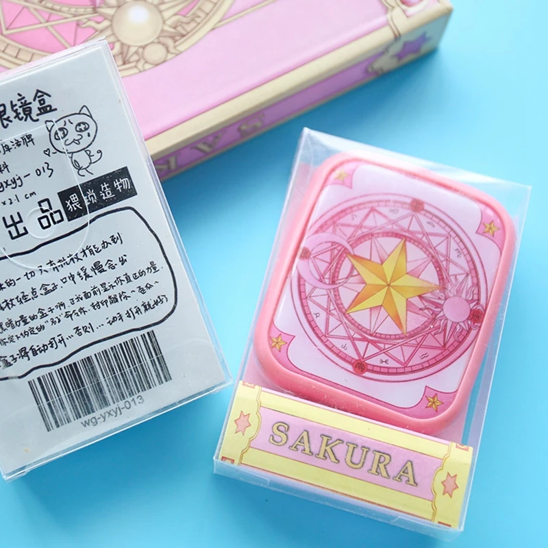 Японский аниме Cardcaptor искатель карт Sakura CLOW карты контактные линзы очки коробка для кормящих с зеркалом косплей реквизит