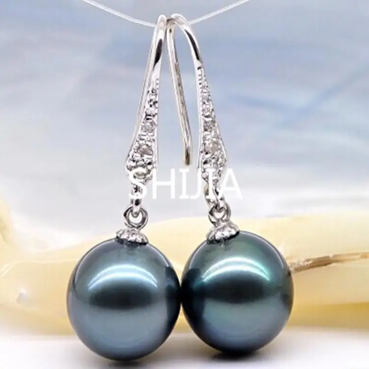 925 Silver Real Natural Freshwater Pearl Black Earrings 925 Silver Real Natural Freshwater Pearl Black Earrings Ear Hook Powder Pressing Fashion In Drop From Jewelry