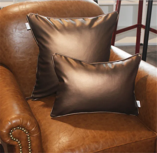 HAO JOY Glossy Soft Faux Leather Cushion Cover Home Decor Square