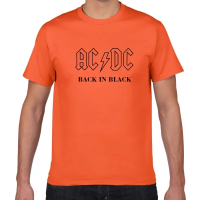 Новинка, Camisetas AC/DC band rock, Мужская футболка с графическим принтом acdc, Повседневная футболка с круглым вырезом, хип-хоп, короткий рукав, хлопковый топ - Цвет: orange