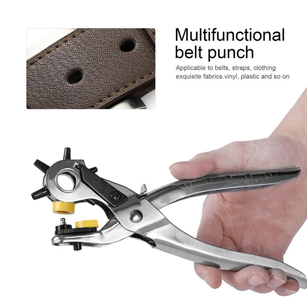 

Multi-function Portable Puncher Heavy Duty Leather Hole Punch Hand Pliers Belt Holes Punches 5 Different Hole Size Drop Shipping