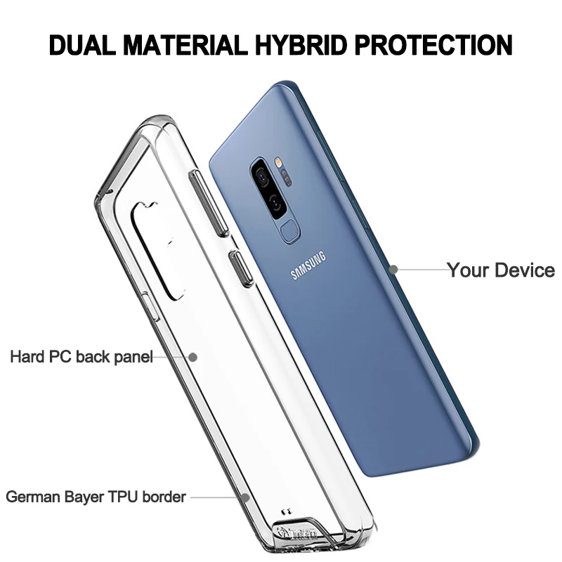 TOIKO Chiron Прозрачный чехол для Samsung Galaxy S9 Plus Жесткий ПК Мягкий Гибридный Бампер ТПУ