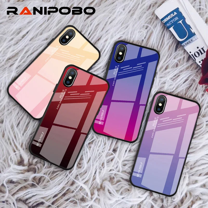 

Gradient Tempered Glass Case For iPhone 6 6S 7 8 Plus On The For iPhone X XS XR XS Max Phone Cases Cover For iphone X 7 8 Plus