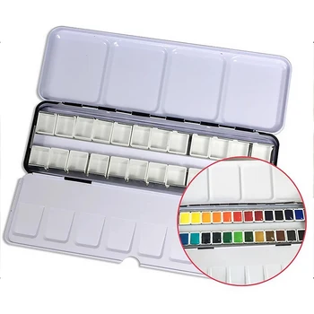 

20pcs 3.2ml Watercolor Half Paints Pans Painting Paints Tins Box Students DIY Mini Watercolor Paints Tins Box Palette Paints Box