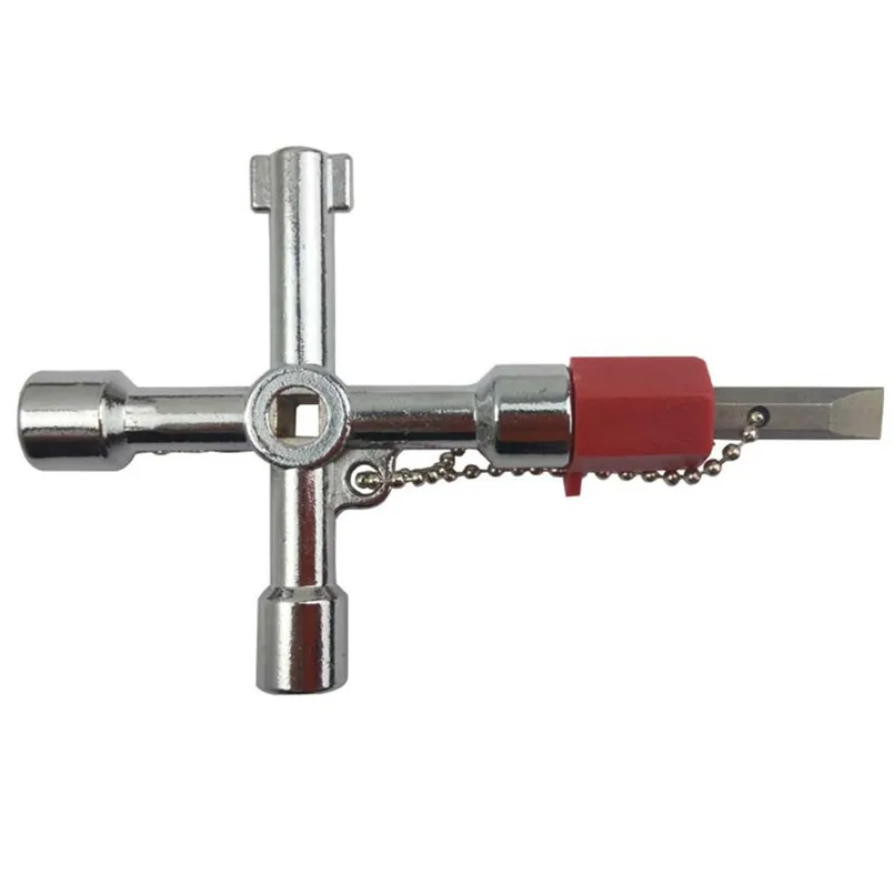 4 Way Cross Key Wrench Square Triangle Train Electrical Elevator Cabinet Box Multifunctional Wrench Herramientas 40DC42