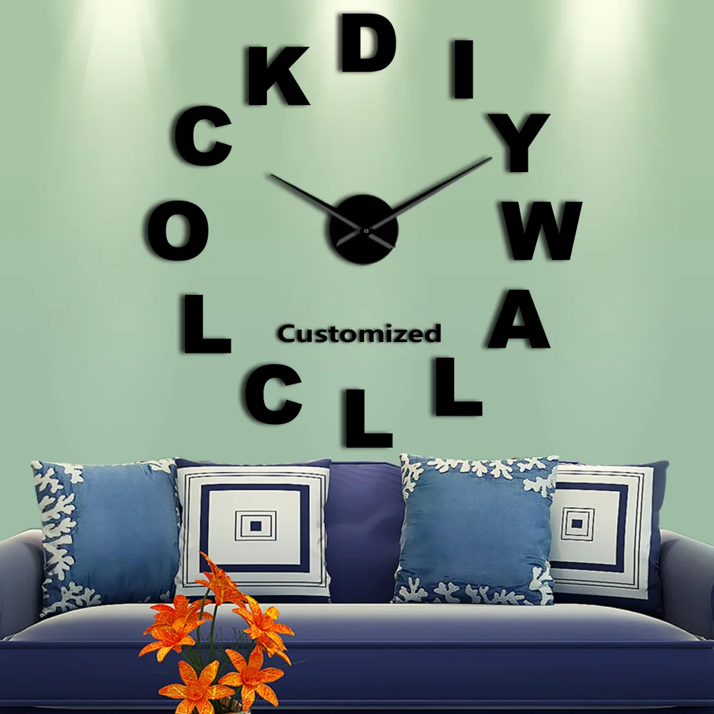 

Custom Order DIY Giant Wall Clock Personalized Your Name Unique Gift For Him Her Handmade Home Decor Large Frameless Wall Clock