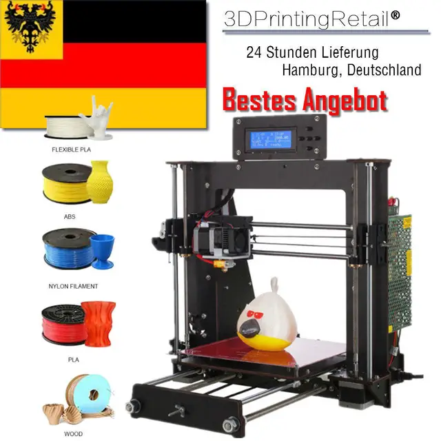 Special Offers DE Stock 3D Printer Prusa i3 PRO MK8 Extruder Nozzle Desktop 3D Printer Kits DIY Self Assembly LCD Screen