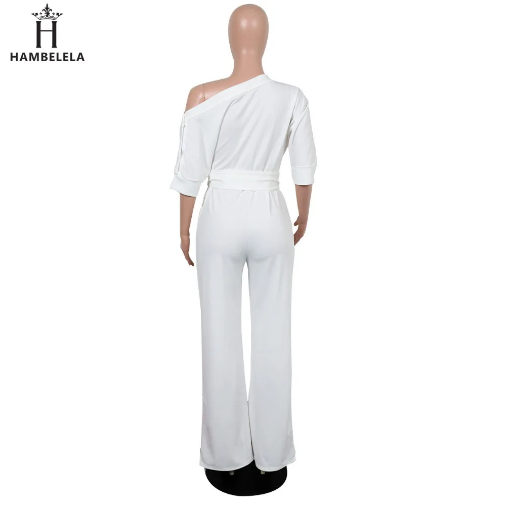 Hambelela 2017 High Quality Autumn Casual Jumpsuit One Shoulder Slash Neck Button Romper Full Length Jumpsuit Wide Legs Jumpsuit (21)