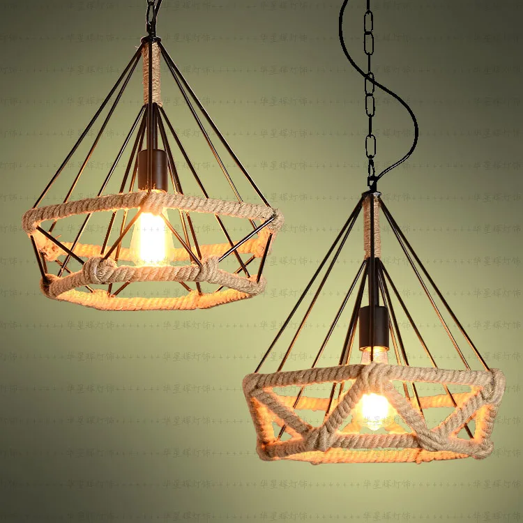 

Retro industry Creative type Hanging Lamp Retro LOFTER industrial wind Bar Cafe network iron rope Diamond Pendant cover GY210