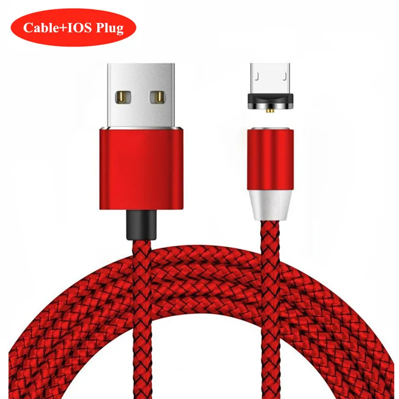 НИСИ 1 м 5 В/2,1 а светодиодный магнитный usb-кабель для зарядки iPhone, samsung, Xiaomi, huawei type C/Micro usb/IOS, кабель для быстрой зарядки - Цвет: Red IOS Cable