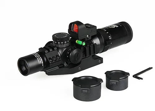 

Military Tactical 1-4x24 IRF Rifle Scope + Red Dot Sight + Riflescope Bubble Level + 30MM Double Scope Mount PP1-0292