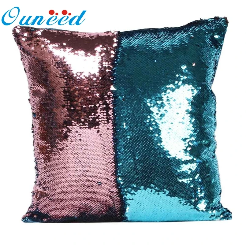 Ouneed Double Color Glitter Sequins Throw Pillow Case Home Decorative