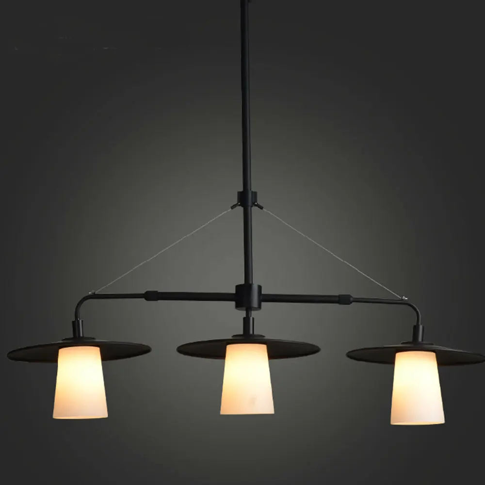 Moderne vintage glas kronleuchter schwarz drei kopf esszimmer europäischen stil lampe e27china mainland